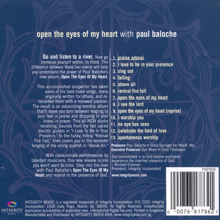 [이벤트30%]Paul Baloche - Open the Eyes of My Heart (CD)